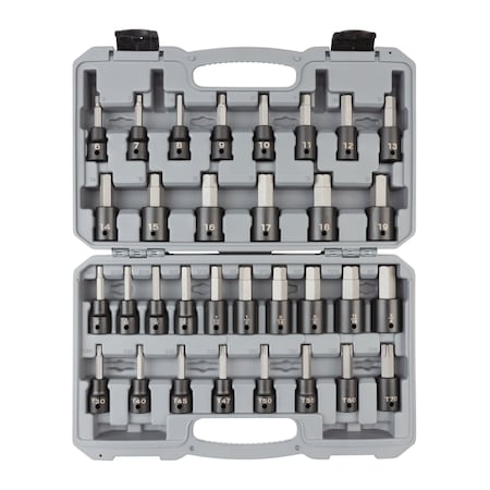Tekton 1/2 Inch Drive Hex/Torx Impact Bit Socket Set, 32-Piece (1/4-3/4 in., 6-19 mm, T30-T70) SIB92312